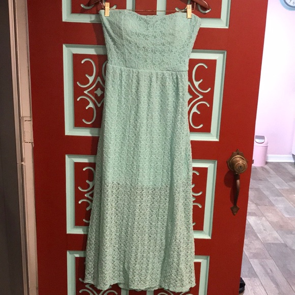 NWOT Mint Strapless/Open Back Lace/Crochet Maxi L - Picture 1 of 13